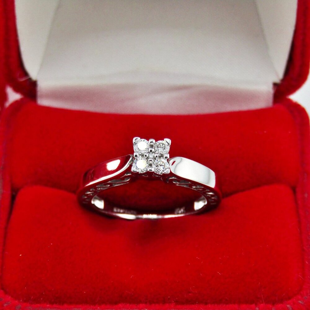 Natural Diamond Engagement Ring Solid 10k White Gold Sz  7 Genuine Real